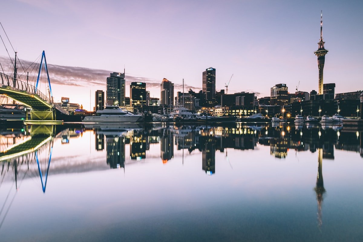 Auckland skyline at dusk